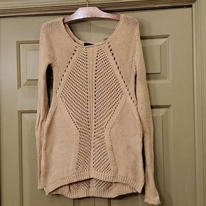 Love Token tan open knit sweater